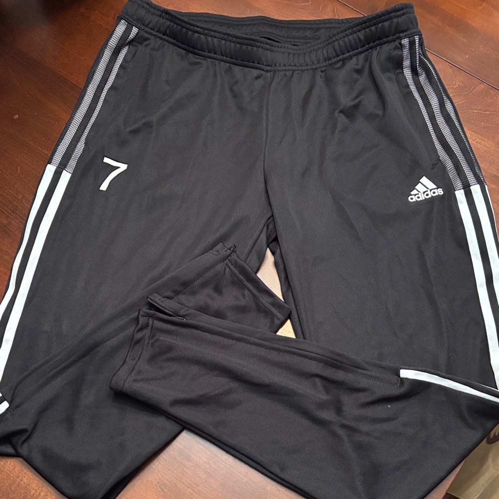 Adidas Women Black Joggers with White Stripes
